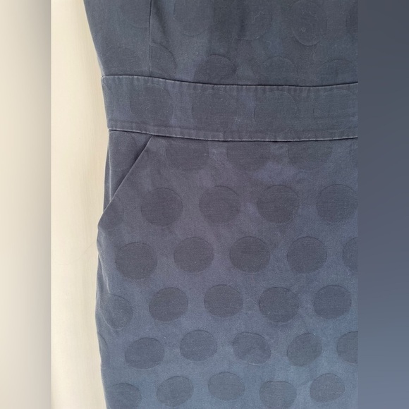 Kate Spade Navy Tonal Polka Dot Jacquard Cotton Tailored Pencil Dress - Picture 5 of 8